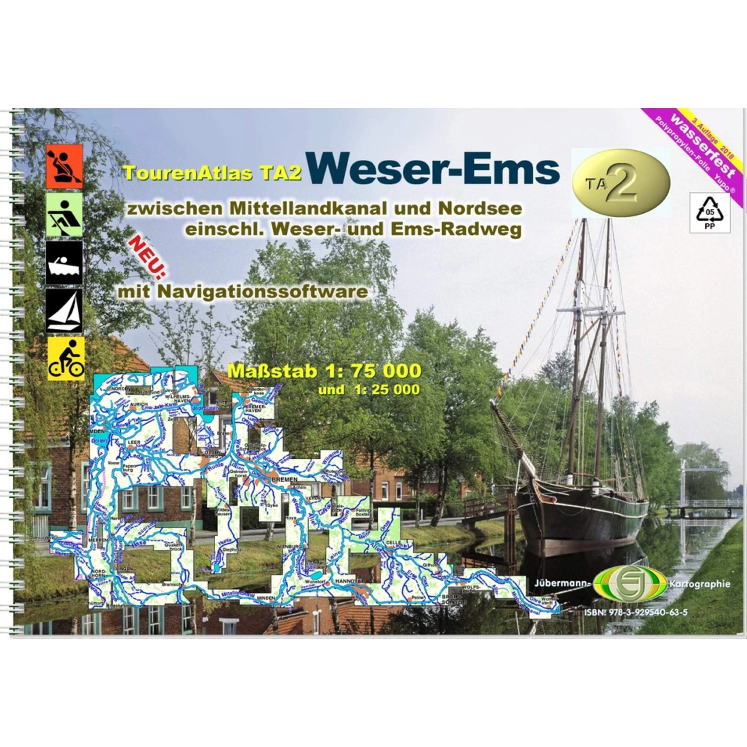 TOURENATLAS TA2 WASSERWANDERN 02 WESER-EMS - Wasserkarte 1 TOURENATLAS TA2 WASSERWANDERN 02 WESER-EMS - Wasserkarte